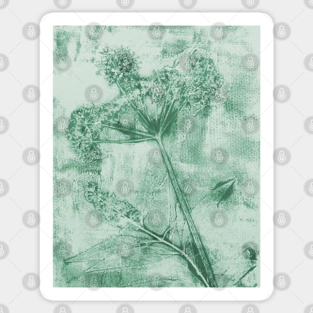 Inner Peace Cow Parsley North Sea Green Sticker by BenitaJayne